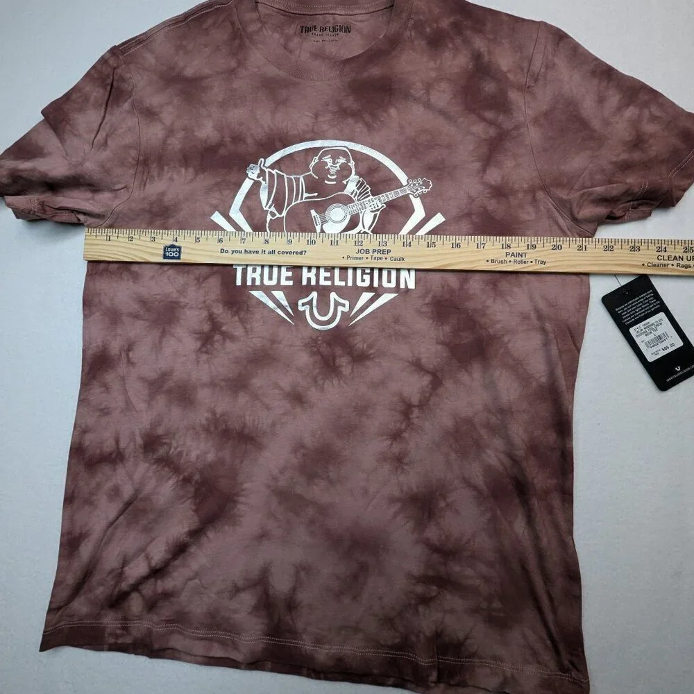 True Religion Jeans T-Shirt Tie Dye Logo Tee Crew Buddha Horseshoe Graphic Men's